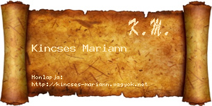 Kincses Mariann névjegykártya